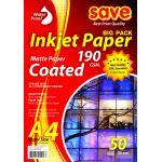 กระดาษโฟโต้ A4 ผิวด้าน Matte 190g (แพ็ค100แผ่น)