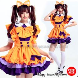 ชุดเมด ชุดสาวเสิร์ฟ ส้มม่วง