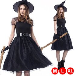 ชุดแฟนซี ฮาโลวีน - ชุดแม่มด แซกดำ แขนตุ๊กตา พร้อมหมวกแม่มดและถุงมือ