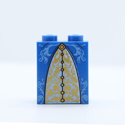 Minifigure Dress / Skirt / Robe, Gold and Medium Blue Trimmed Pattern