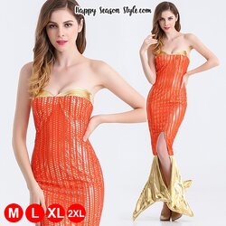 ชุดนางเงือก mermaid สีส้ม ปลาทอง