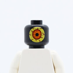 Head without Face Alien Large Bright Light Yellow Eye with Dark Red Veins and Orange Iris Pattern (Sparkks) - Hollow Stud