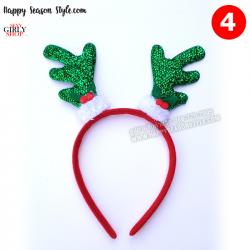 อุปกรณ์แฟนซี - ที่คาดผม คริสมาส XMAS เขากวางผ้าเกล็ด สีเขียว