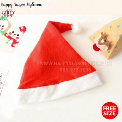 อุปกรณ์แฟนซี ปีใหม่ คริสมาสต์ - หมวกซานต้า หมวกคริสมาส XMAS ผ้าสำลี