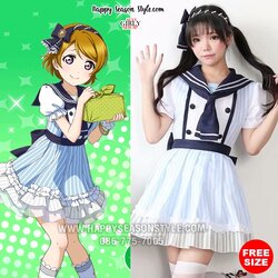 ชุดกะลาสี ชุดคอสเพลย์ ทหารเรือ Hanayo Koizumi จาก Love Live แซกลายทาง ปกทหารเรือน้ำเงิน
