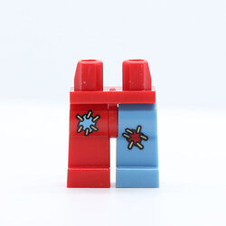 CS01 Hips and 1 Medium Blue Left Leg with Red Patch, 1 Red Right Leg with Medium Blue Patch Pattern