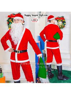 ชุดแฟนซี ชุดคอสเพลย์ ชุดCosplay ปีใหม่ - ชุดซานต้าครอส เซ็ทสุุดคุ้ม พร้อมหมวก หนวด รองเท้าบู๊ท เข็มขัด และถุงผ้า
