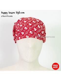 อุปกรณ์แฟนซี halloween ฮาโลวีน - ผ้าโพกหัวโจรสลัด ลายโจรสลัดกระโหลกขาวแดง