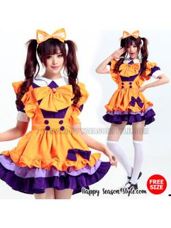 ชุดเมด ชุดสาวเสิร์ฟ ส้มม่วง