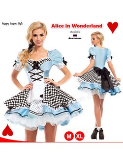 ชุดอลิซ Alice in Wonderland ผ้ายืด รุ่นโบว์ดำใหญ่