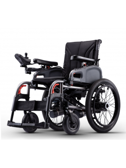 รถเข็นไฟฟ้าคาร์ม่า Eflexx (Power WheelChair KARMA Eflexx) ล้อหลังมี 2 ขนาดเล็ก 14 นิ้ว และล้อใหญ่ 20 นิ้ว สามารถเลือกได้ พับเก็บได้ พนักพิงหลังปรับได้ แบตเตอรี่ถอดและติตตั้งง่าย น้ำหนักเบา เคลื่อนย้ายสะดวก (รุ่นยอดนิยม)