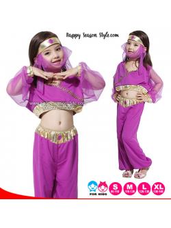 ชุดแฟนซีเด็ก ชุดจินนี่ ชุดอาลาดิน จินนี่เด็ก สีม่วง ขลิบทอง เอวลอย
