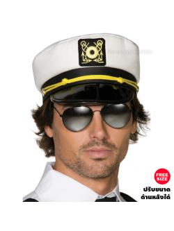 หมวกทหารอากาศ หมวกกัปตัน สีดำโลโก้เหลืองทรงปีก