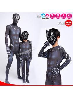 ชุดแบล็คแพนเธอร์ Black Panther สกรีน สีดำ พร้อมหน้ากาก ซุปเปอร์ฮีโร่