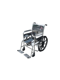 รถเข็นวีลแชร์ผู้ป่วยสแตนเลส รุ่น PS56(A) แบบพับไม่ได้ พร้อมเบาะรองนั่ง ล้อแม็กซ์