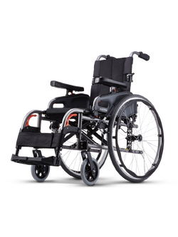 รถเข็นอลูมินัมอัลลอยด์ KARMA รุ่น Flexx (KM-8522) เบาะกว้างพิเศษ 20 นิ้ว รองรับน้ำหนักสูงสุด 130 กิโลกรัม เหมาะสำหรับ คนมีรูปร่างใหญ่, คนที่มีน้ำหนักมาก, คนไซร์ฝรั่ง, สูง ใหญ่