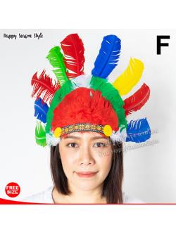 หัวอินเดียแดง หัวชนเผ่า หัวขนนก ที่คาดผมอินเดียแดง สีรุ้ง