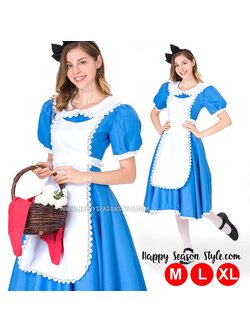 ชุดอลิซ เมดสีฟ้าผ้ากันเปื้อนสีขาว รุ่นชุดยาว พร้อมที่คาดผม