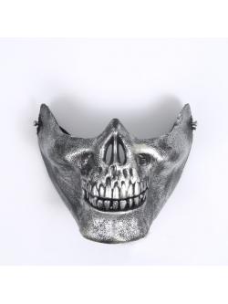 อุปกรณ์แฟนซี หน้ากากแฟนซี ฮาโลวีน - หน้ากาก กระโหลก หน้ากากผี สีเงินครึ่งหน้า