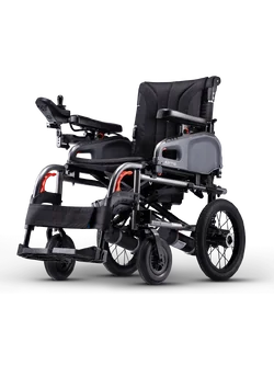 รถเข็นไฟฟ้าคาร์ม่า Eflexx (Power WheelChair KARMA Eflexx) ล้อหลังมี 2 ขนาดเล็ก 14 นิ้ว และล้อใหญ่ 20 นิ้ว สามารถเลือกได้ พับเก็บได้ พนักพิงหลังปรับได้ แบตเตอรี่ถอดและติตตั้งง่าย น้ำหนักเบา เคลื่อนย้ายสะดวก (รุ่นยอดนิยม)