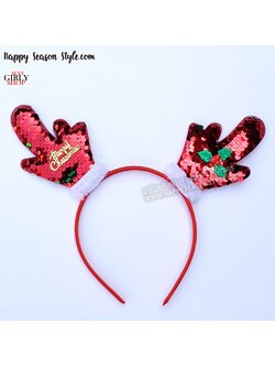 ที่คาดผม คริสมาส XMAS เขากวางเกล็ดปลา สีแดง แต่ง Chirstmas