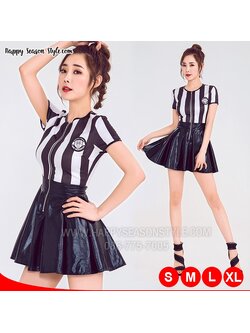 ชุดกรรมการบอล แซกซิปหน้า กระโปรงหนัง ชุดบอล ชุดเชียร์บอล