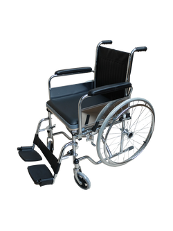 PS102 รถเข็นนั่งถ่ายเหล็กชุบโครเมี่ยม + พร้อมเบาะรองนั่ง