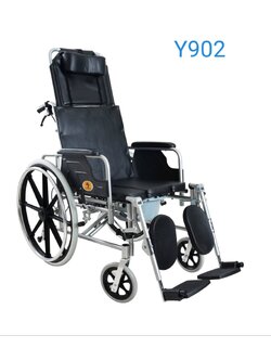 รถเข็นนั่งถ่ายปรับนอน โครงอลูมิเนียม พับได้ ล้อหลัง 24 นิ้ว