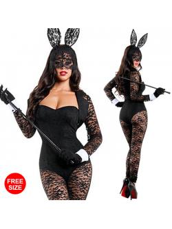 ชุดบันนี่ Bunny กระต่ายป่า ลูกไม้สีดำ พร้อมที่คาดผมหูกระต่าย