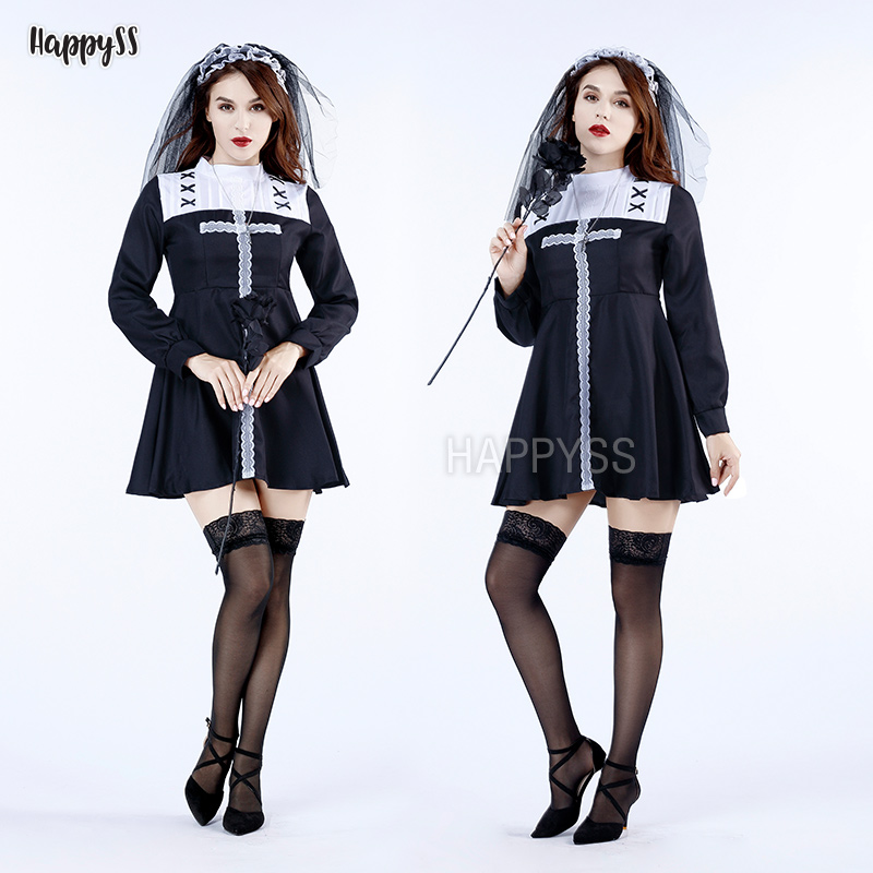 ชุดแม่ชี นักบวช ฮาโลวีน รุ่นกุหลาบดำ Halloween