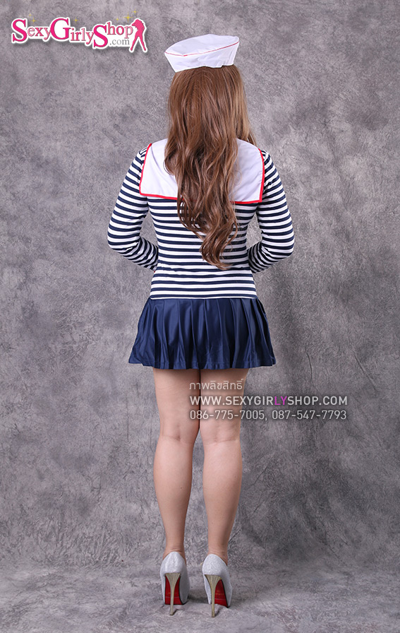 ชุดแฟนซี ชุด Cosplay ชุดเซ็กซี่ ชุดคอสเพลย์ size M-XL - ชุดกะลาสี ทหารเรือ แขนยาวลายทาง กระโปรงจีบรอบตัว พร้อมหมวกกะลาสี