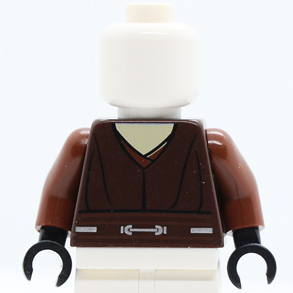 SW Jedi Robe, White Undershirt Pattern (Plo Koon) / Reddish Brown Arms / Black Hands