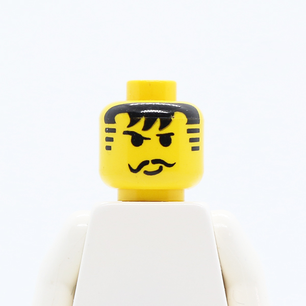 Moustache Black Bangs, Striped Sideburns Pattern - Blocked Open Stud