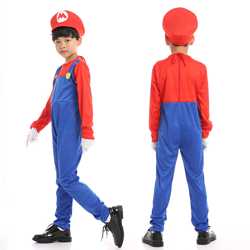 ชุดแฟนซีเด็ก ชุดมาริโอ้ และหลุยซ์ Mario รุ่นประหยัด เอี๊ยมผ้ายืด (มี 2 สี เขียว,แดง)