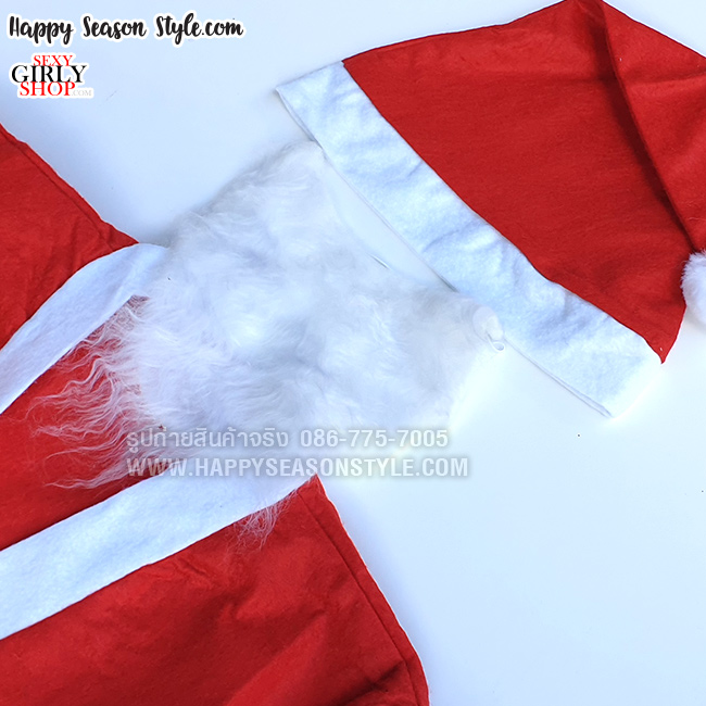 ชุดซานต้าผ้าสักกะหลาด รุ่นประหยัด