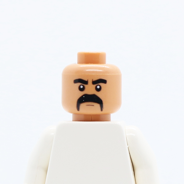Moustache Black Fu Manchu with Thick Black Eyebrows Pattern - Blocked Open Stud