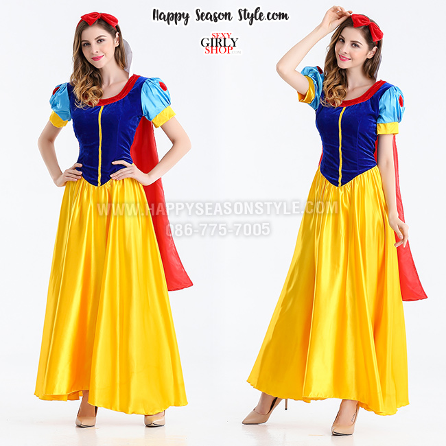 ชุดสโนว์ไวท์ Snow white รุ่นผ้ากำมะหยี่ เดรสยาว