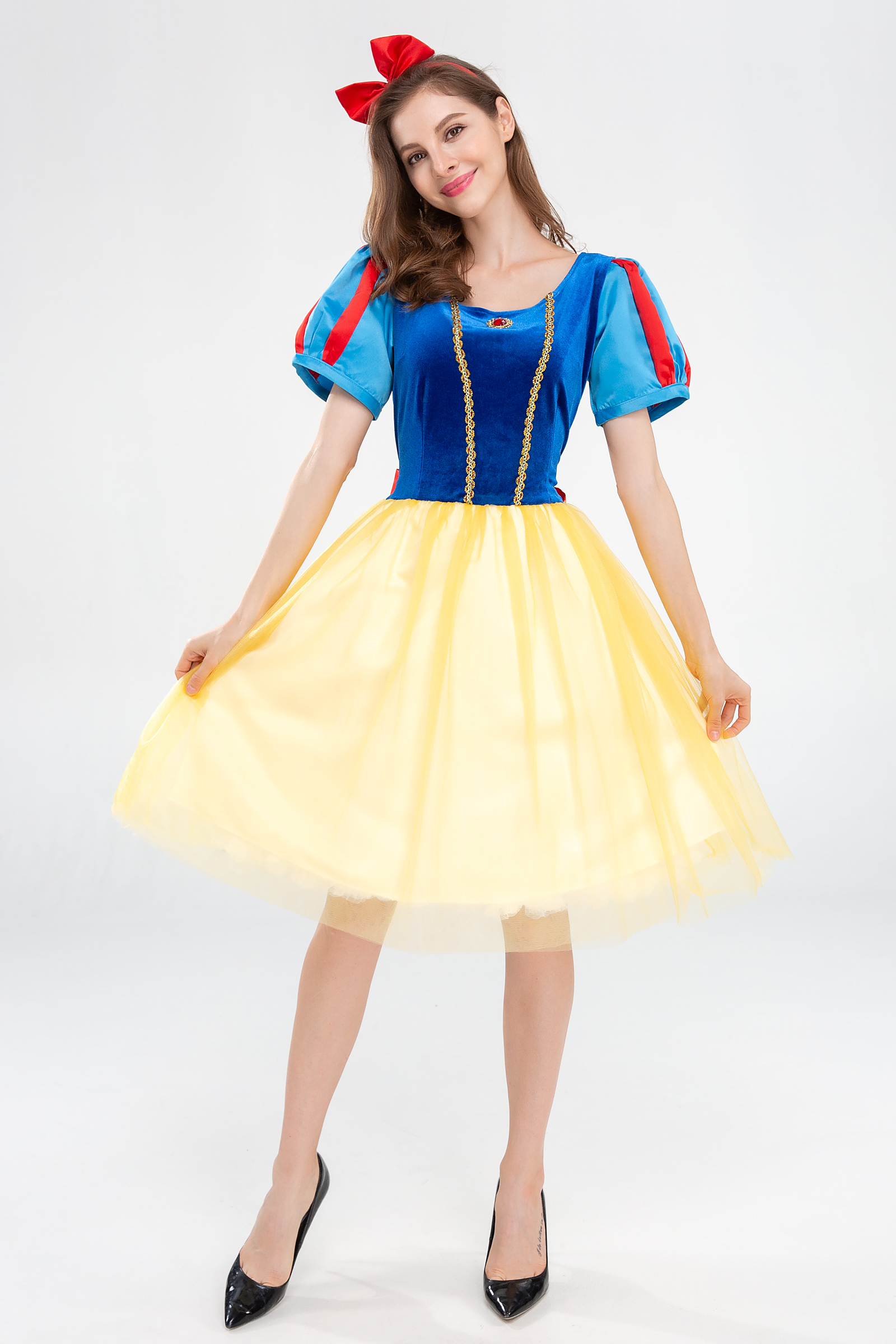 ชุดเจ้าหญิงสโนว์ไวท์ สโนว์ไวท์ แบบสั้นกระโปรงสองชั้น 🏍️💨 ส่งไวจากไทย