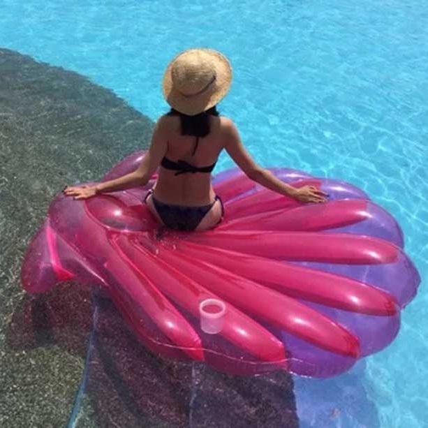แพยางหอยมุกชมพู พร้อมบอลไข่มุก Inflatable Pink Seashell Pool Float