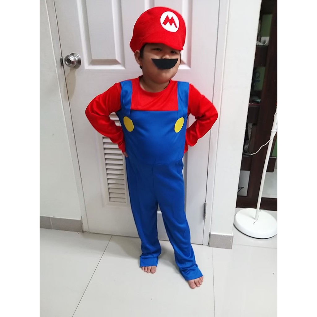 ชุดแฟนซีเด็ก ชุดมาริโอ้ และหลุยซ์ Mario รุ่นประหยัด เอี๊ยมผ้ายืด (มี 2 สี เขียว,แดง)