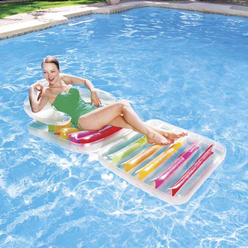 Bestway แพยางนอนเดี่ยวพับได้ มีที่พิงหลัง สีรุ้ง Bestway H2O GO! Inflatable folding Lounge chair