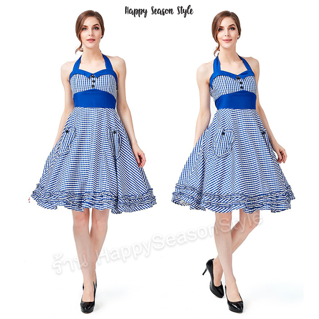 ชุดมาริลีน มอนโร ลายสก๊อต วินเทจ ย้อนยุค (มีหลายสี)