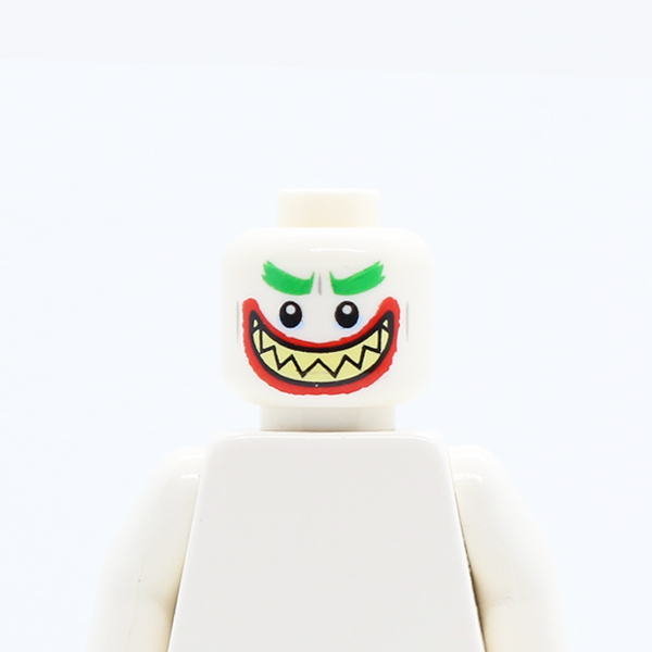 Dual Sided Green Eyebrows, Red Lips, Pointed Teeth, Wide Grin, Teeth Together / Open Mouth Pattern (The Joker) - Hollow Stud