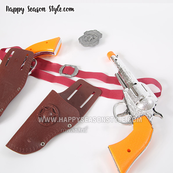 ปืนคู่คาวบอย ปืนคาวบอย พลาสติก ตำรวจ คาวบอย สายผ้า