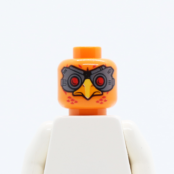 Dual Sided Alien Chima Phoenix with Red Eyes and Dark Bluish Gray Goggles, Rounded / Squared Lower Beak Pattern (Firox) - Hollow Stud