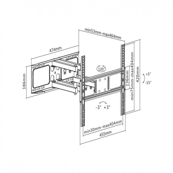 MT-A3950 ขาแขวนทีวีแบบสวิงวัสดุ เหล็กหนา แข็งแรง รองรับจอขนาด 40-55 นิ้ว รุ่น MT-A3950 0964746498
