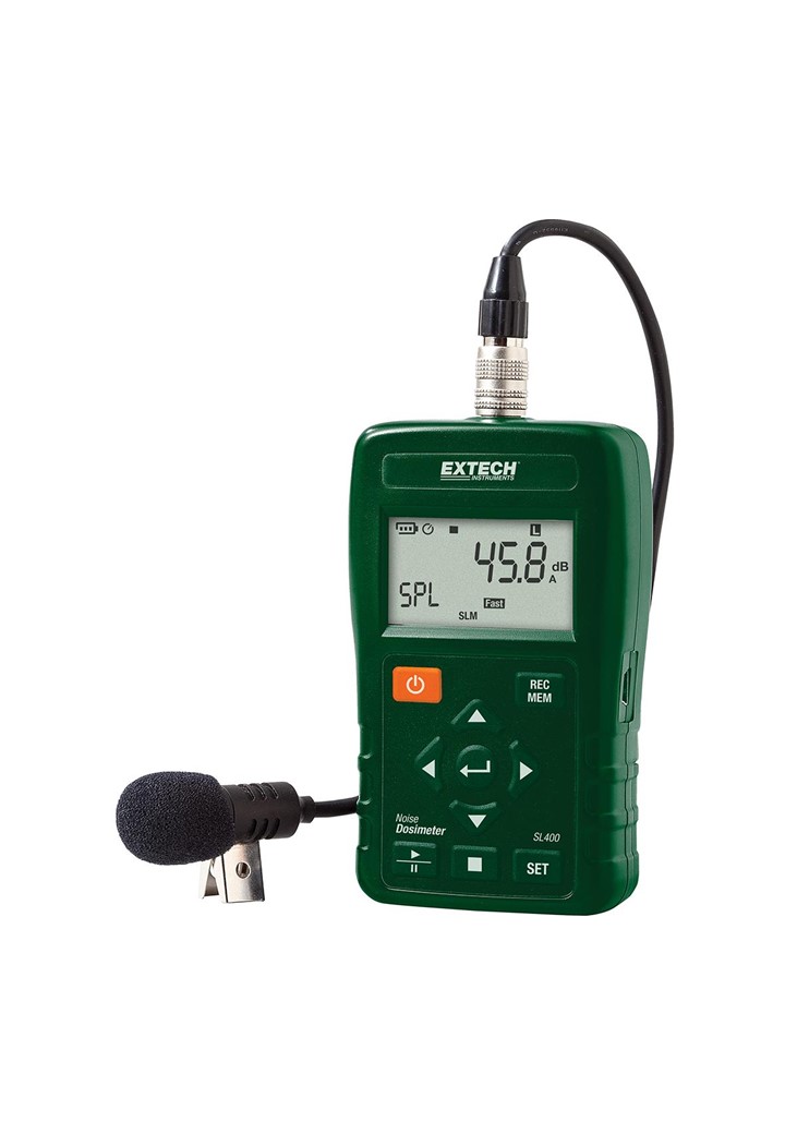 EXTECH รู่น SL400 เครื่องวัดความดังเสียงสะสม แบบพกติดตัว Personal Noise Dosimeter with USB Interface Provides Noise Surveys for Compliance with OSHA, MSHA, DOD, ACGIH and ISO Standards