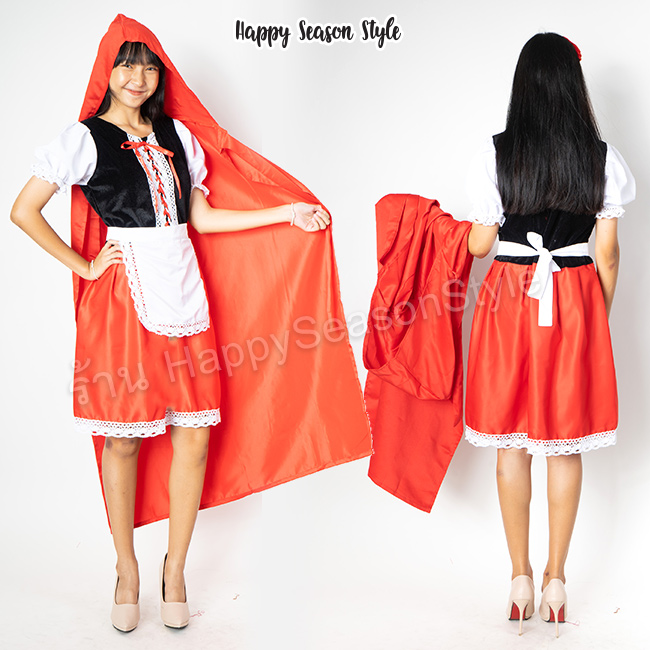 ชุดหนูน้อยหมวกแดง รุ่นฟักทอง แซก ผ้าคลุม และที่คาดผม