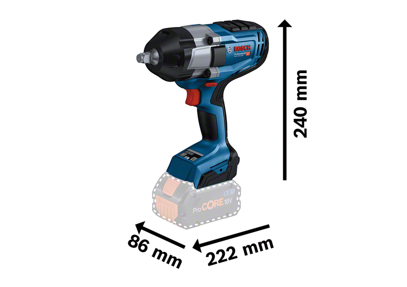 Bosch รุ่น GDS 18V-1000 บล็อคกระแทกไร้สาย ขนาด 1/2" (เครื่องเปล่า)