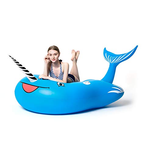 ห่วงยางปลาวาฬยูนิคอร์น สีฟ้า Inflatable Unicorn Blue Whale Pool Float